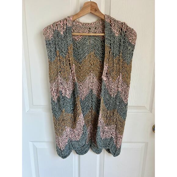 Vintage 90's Leather Scrap Woven Women's Vest | Pastel Vest | 90s Boho Style - Picture 2 of 4